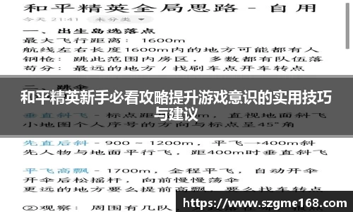 和平精英新手必看攻略提升游戏意识的实用技巧与建议