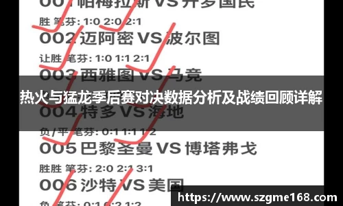 热火与猛龙季后赛对决数据分析及战绩回顾详解